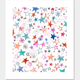 Winter stars Pink Posters and Art